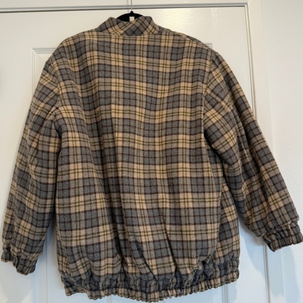 SÉZANE RICHIE Wool Tan Blue Plaid Bomber Oversized Jacket Coat RARE  NWT - Picture 6 of 9